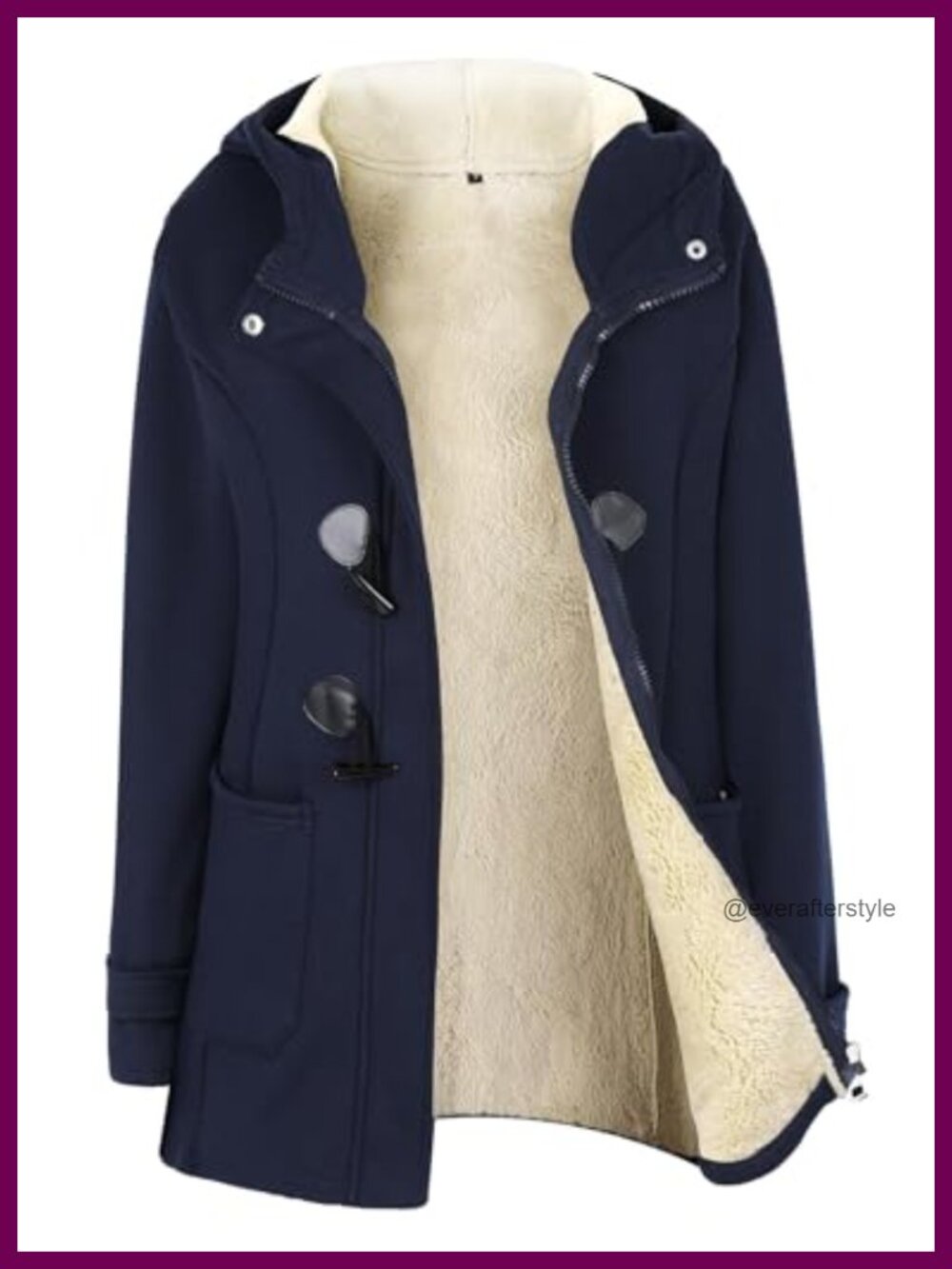 Sherpa Lined Duffle Toggle Coat Hooded Fleece Jacket Women